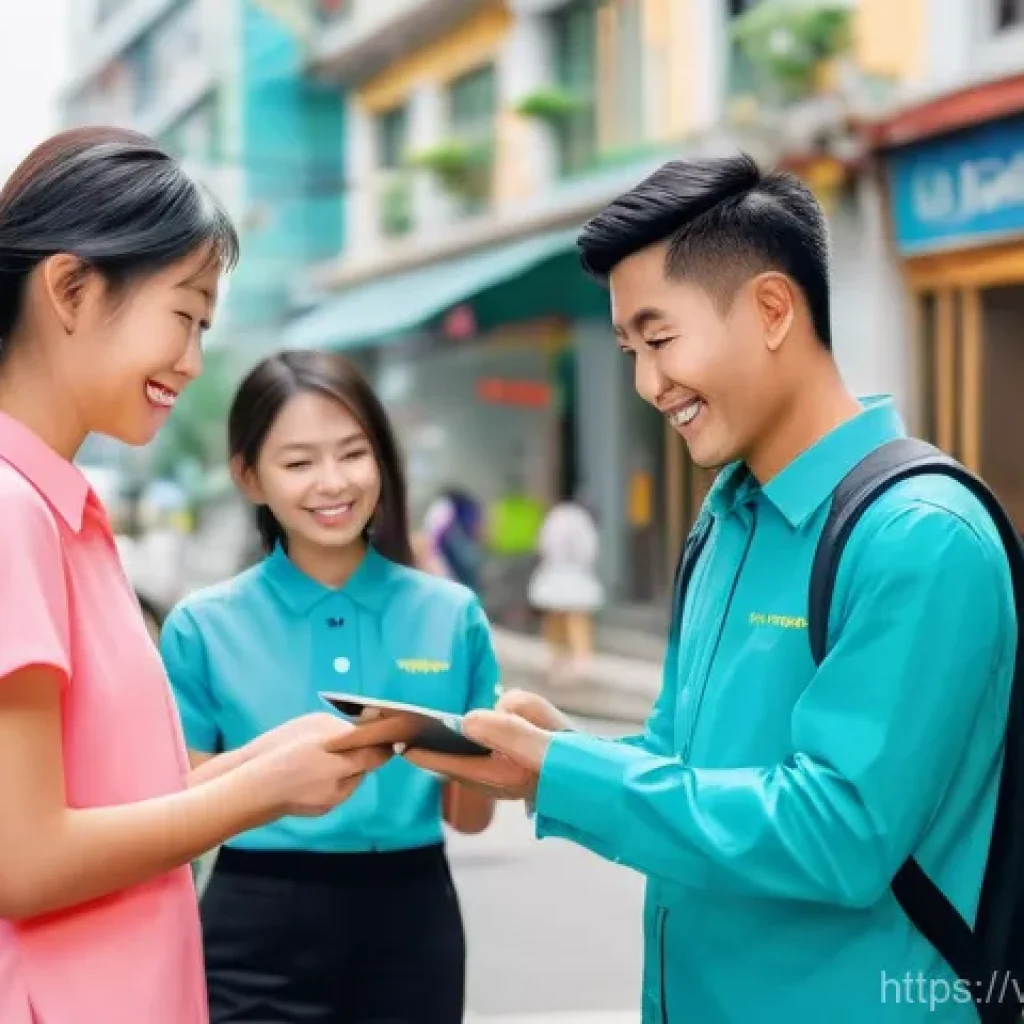 공유경제의 신뢰 구축 방안 - **Prompt:** A vibrant scene set in a modern Vietnamese city. A diverse group of smiling Vietnamese p...