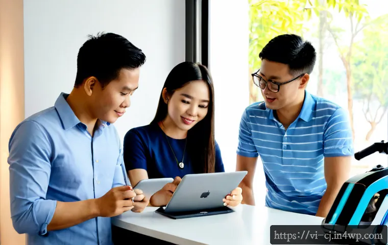 공유경제의 효과적인 고객 확보 전략 - Photorealistic scene of a Vietnamese sharing-economy startup team planning customer acquisition arou...