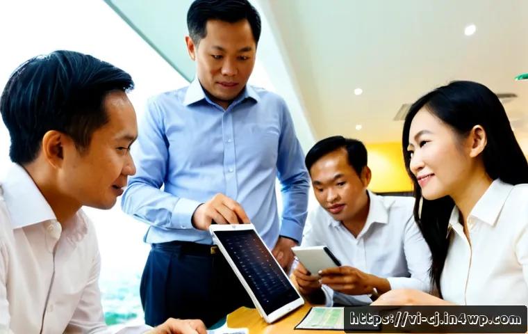 Home 17 공유경제 스타트업 투자 가이드 - Photorealistic Vietnamese startup investment consultation in a bright modern Ho Chi Minh City cowork...
